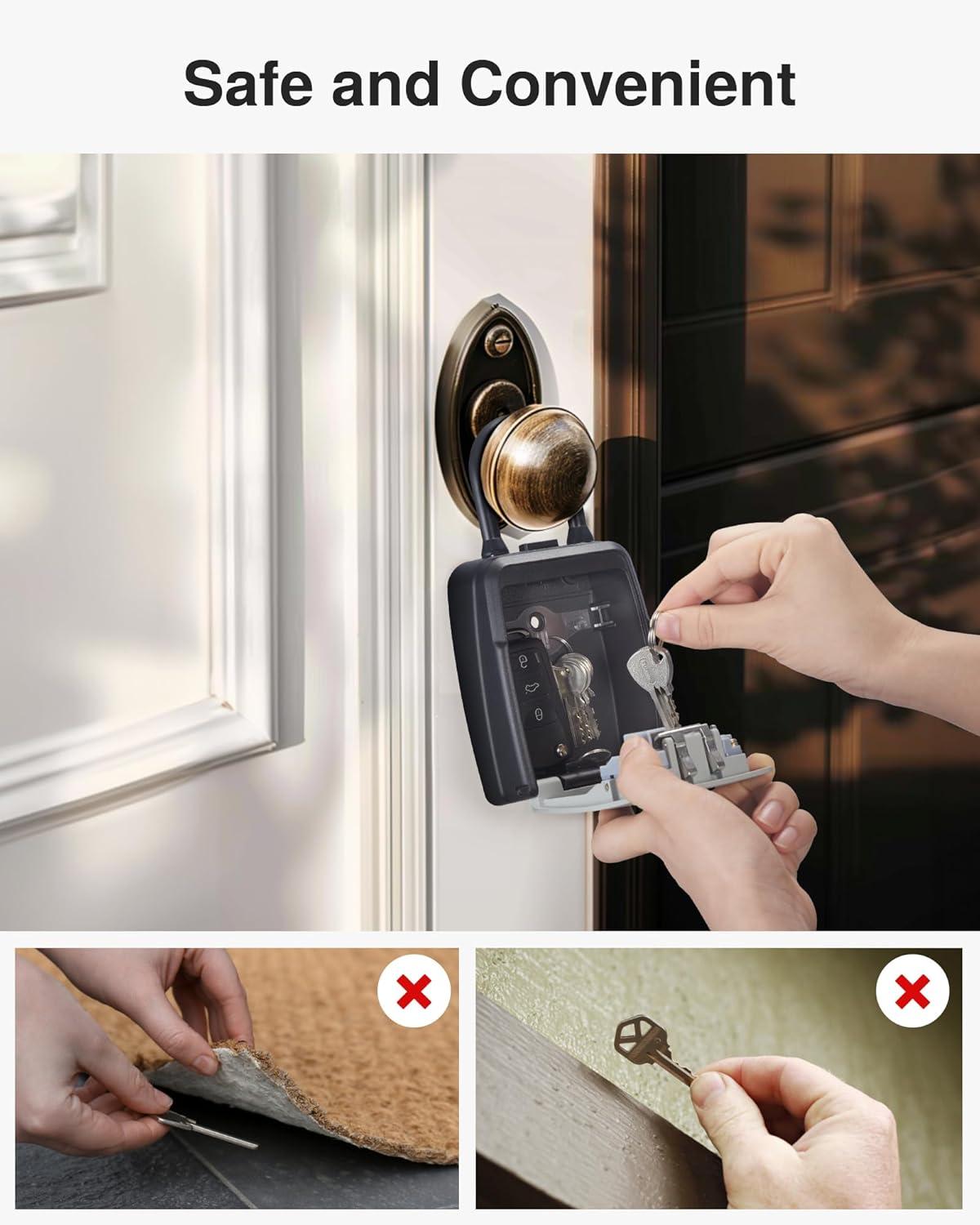 Multi Code Lock Box Puroma Large Key Lockbox with Hook, Resettable Combination Code Lock ...
