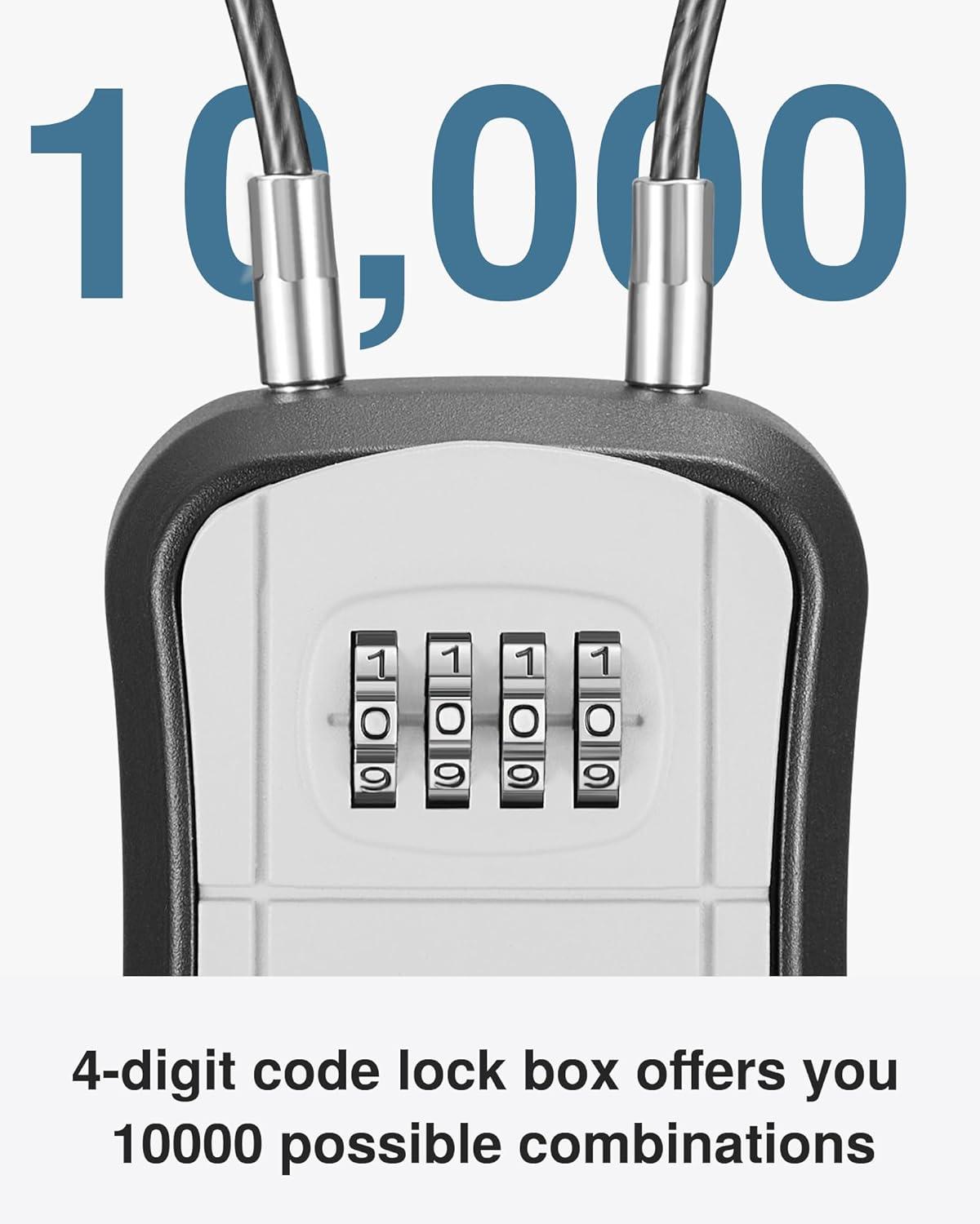 Puroma Lock Box, Portable Key Lock Box with Removable Cable Handle ...