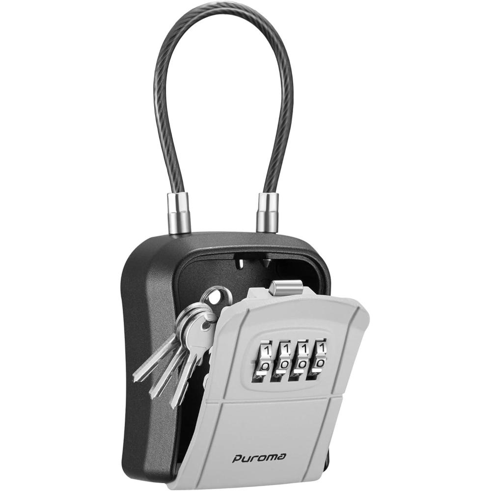 Puroma Lock Box, Portable Key Lock Box with Removable Cable Handle ...